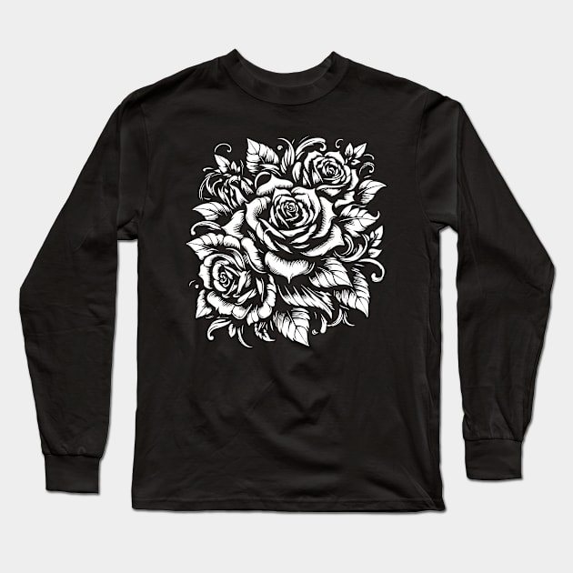 roses tattoo design Long Sleeve T-Shirt by lkn